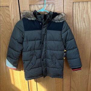 Boys members mark Green Puffer Jacket with Fur Trim